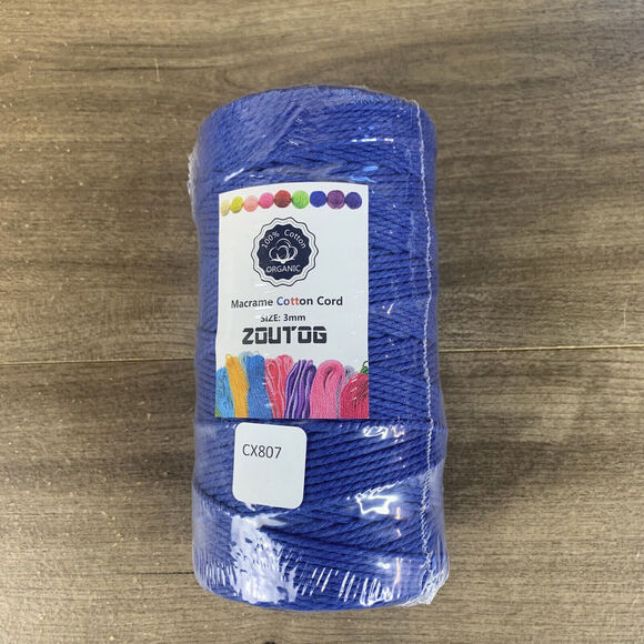 200M 3MM Natural Blue Cotton DIY Twisted Cord Macrame Rope Artisan Craft String - Picture 2 of 11